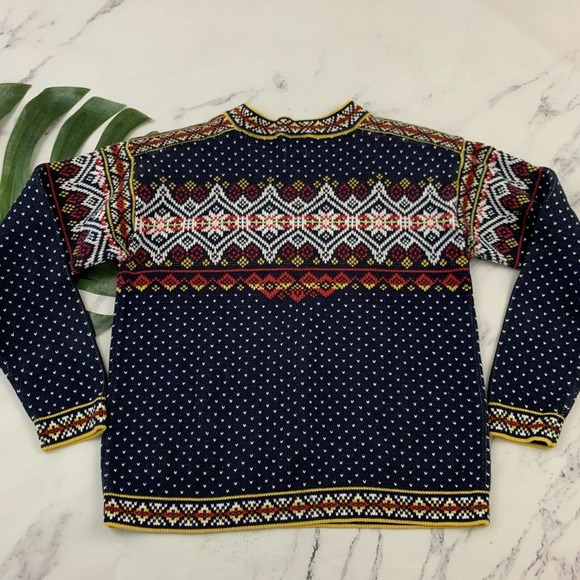 Hanna Andersson Womens Fair Isle Nordic Pullover Sweater Size XS Blue Yellow - Picture 7 of 11